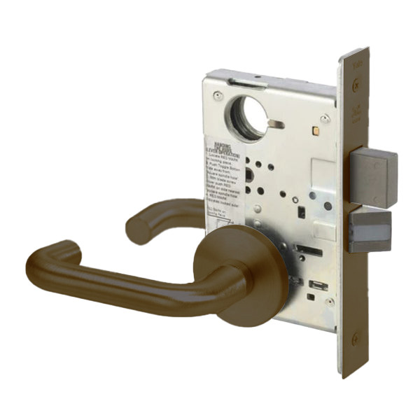 CRR8847FL-613E-ICLC Yale 8800FL Series Single Cylinder with Deadbolt Mortise Entrance Lock with Indicator with Carmel Lever Lock Prepped for LFIC in Dark Satin Bronze