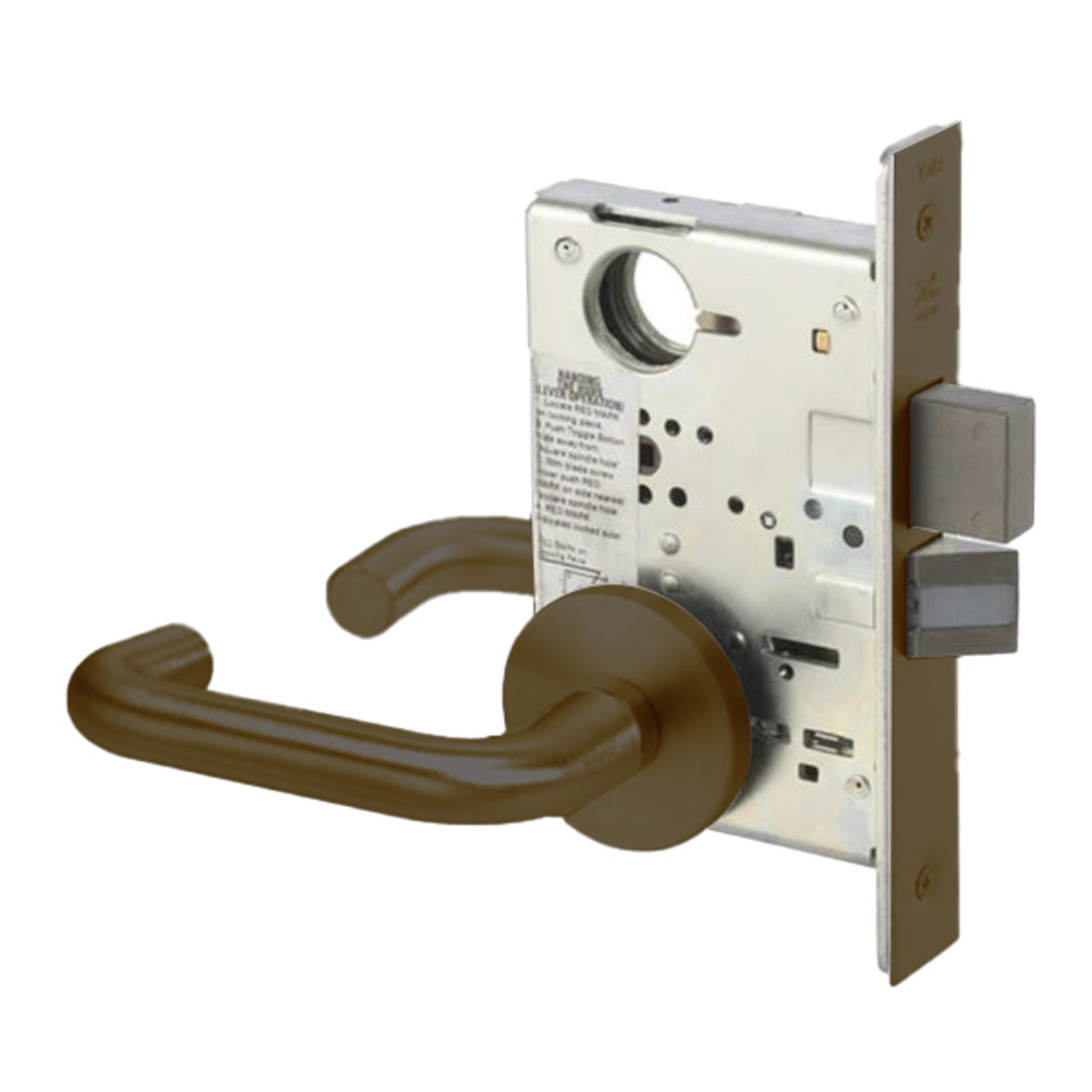 CRR8861FL-613E-ICLC Yale 8800FL Series Single Cylinder with Deadbolt Mortise Dormitory or Storeroom Lock with Indicator with Carmel Lever Lock Prepped for LFIC in Dark Satin Bronze