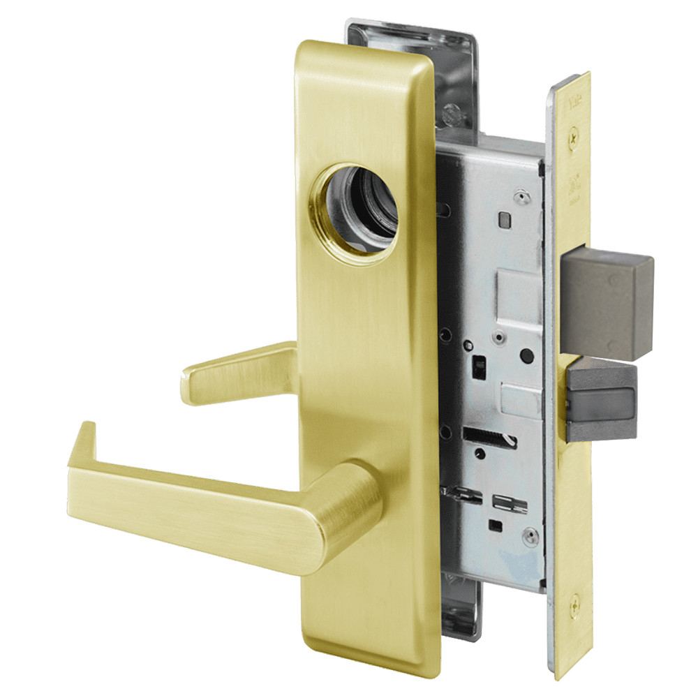 AUCN8812-2FL-605-ICLC Yale 8800FL Series Double Cylinder Mortise Classroom Security Deadbolt Locks with Augusta Lever Lock Prepped LFIC in Bright Brass