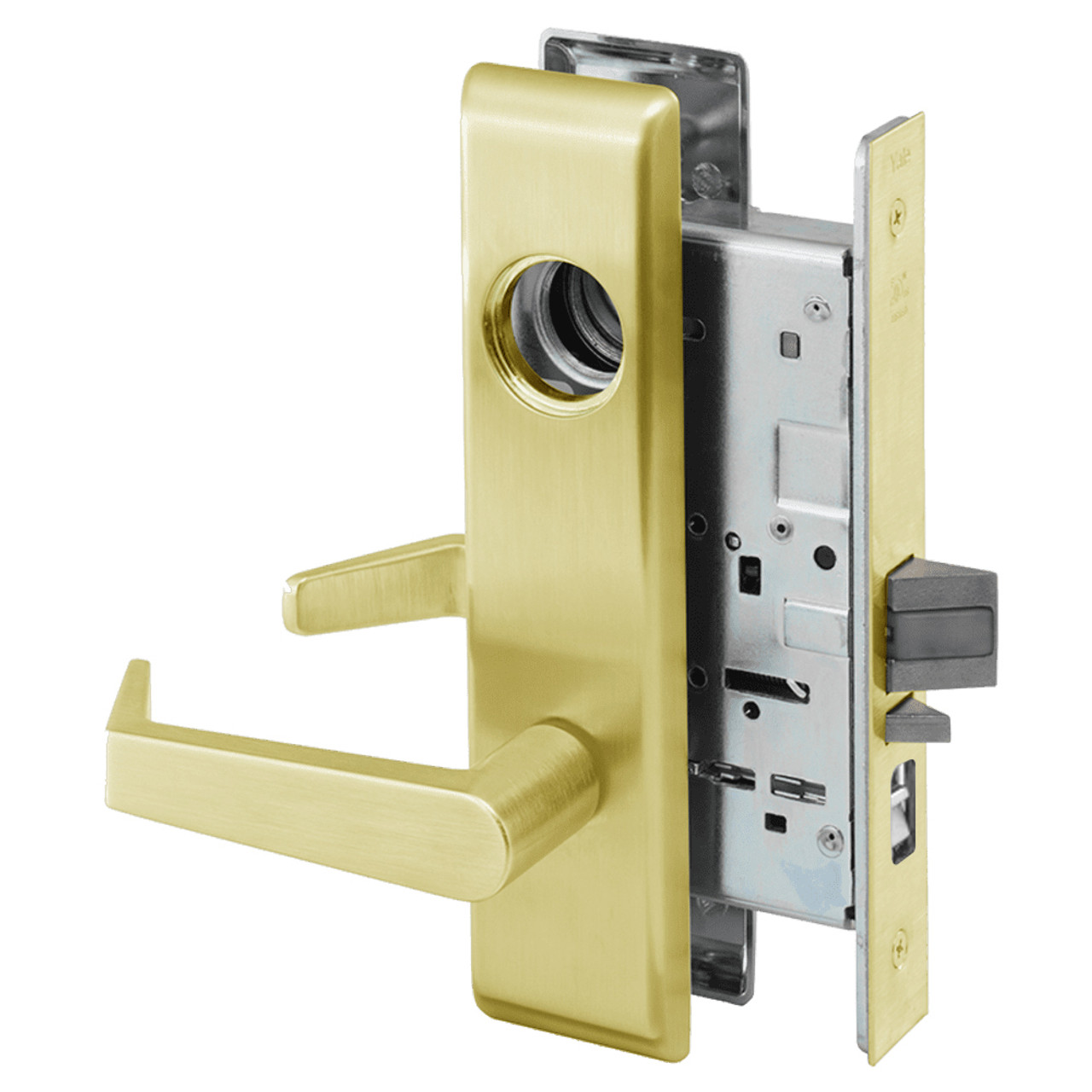 AUCN8807FL-605-SFICLC Yale 8800FL Series Single Cylinder Mortise Entrance Locks with Augusta Lever Lock Prepped SFIC in Bright Brass