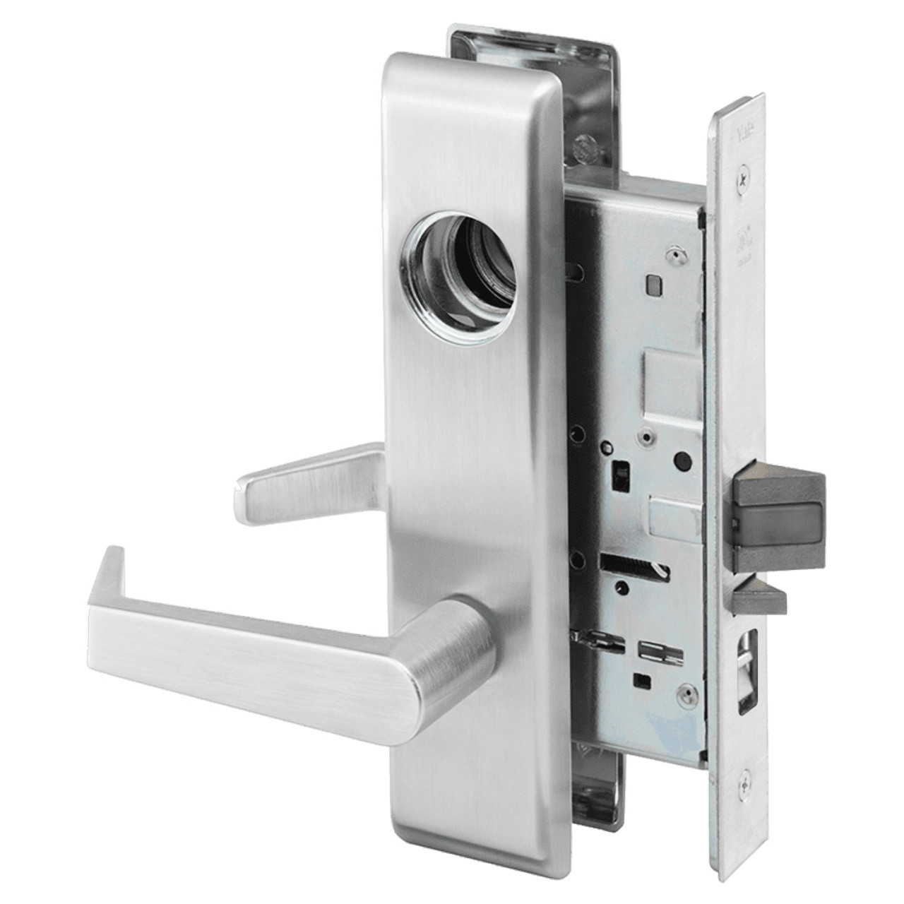 AUCN8807FL-619-SFICLC Yale 8800FL Series Single Cylinder Mortise Entrance Locks with Augusta Lever Lock Prepped SFIC in Satin Nickel