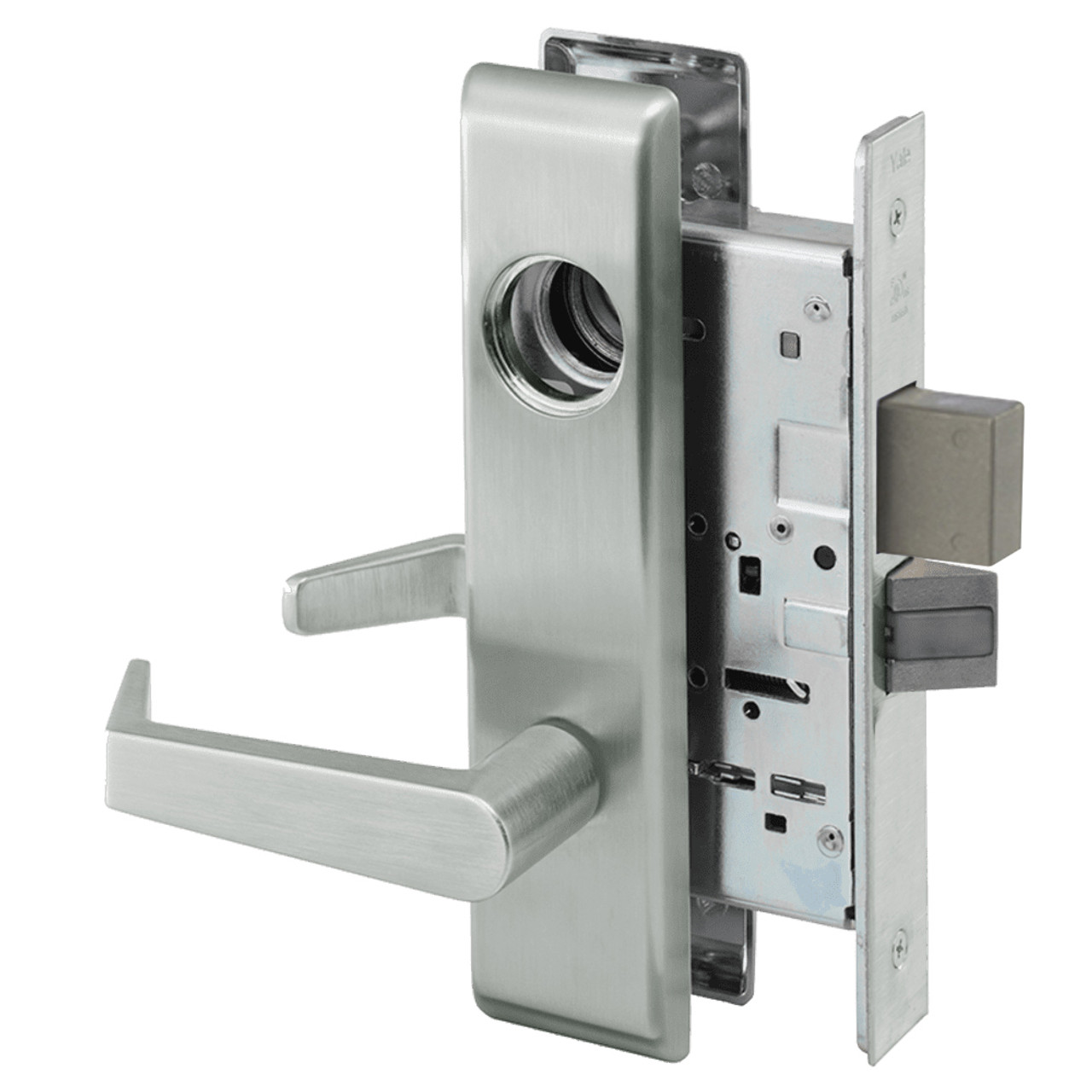 AUCN8830-2FL-618-SFICLC Yale 8800FL Series Double Cylinder Mortise Asylum Locks with Augusta Lever Lock Prepped SFIC in Bright Nickel