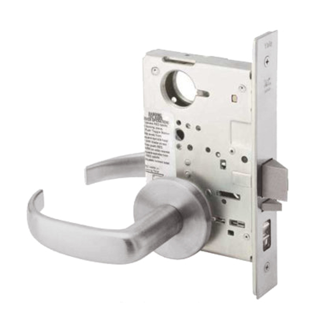 PBR8809FL-630 -LC Yale 8800FL Series Less Cylinder Mortise Classroom w/ Thumbturn Locks with Pacific Beach Lever in Satin Stainless Steel