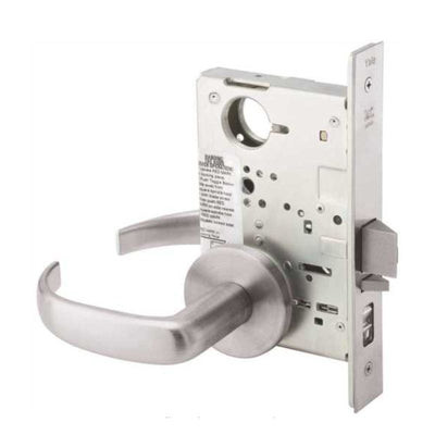 PBR8860FL-626-LC Yale 8800FL Series Less Cylinder with Deadbolt Mortise Entrance or Storeroom Lock with Indicator with Pacific Beach Lever in Satin Chrome