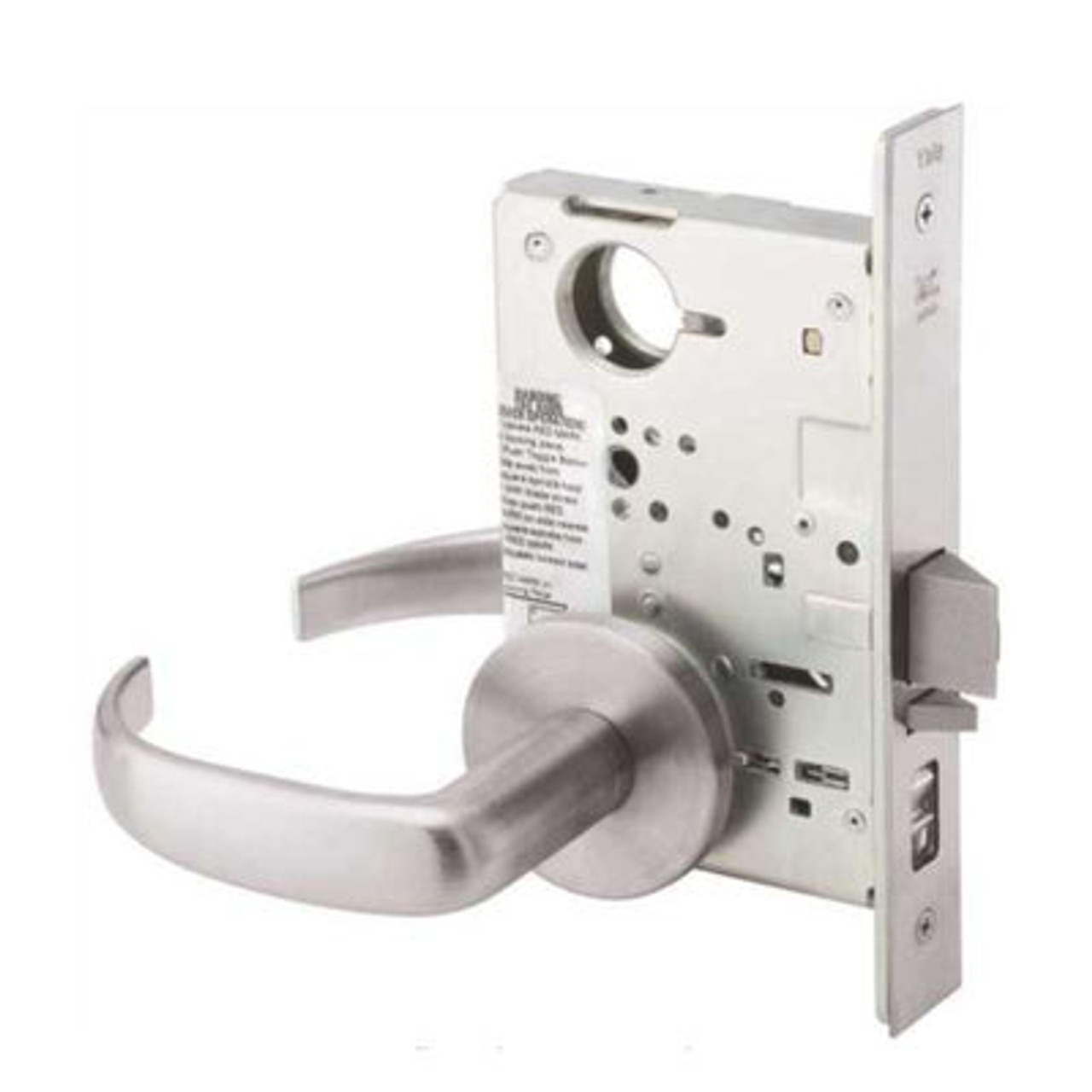 PBR8861FL-626-LC Yale 8800FL Series Less Cylinder with Deadbolt Mortise Dormitory or Storeroom Lock with Indicator with Pacific Beach Lever in Satin Chrome