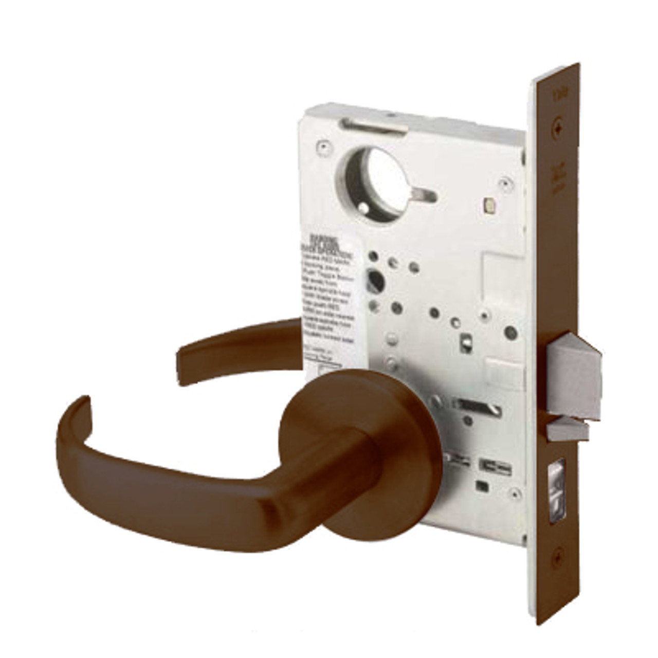 PBR8861FL-613E -LC Yale 8800FL Series Less Cylinder with Deadbolt Mortise Dormitory or Storeroom Lock with Indicator with Pacific Beach Lever in Dark Satin Bronze