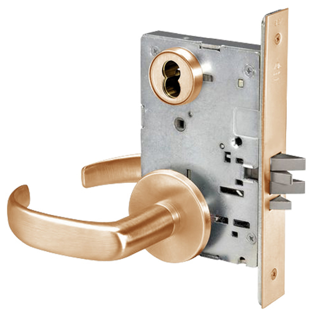 PBR8807FL-612-SFICLC Yale 8800FL Series Single Cylinder Mortise Entrance Locks with Pacific Beach Lever Lock Prepped SFIC in Satin Bronze