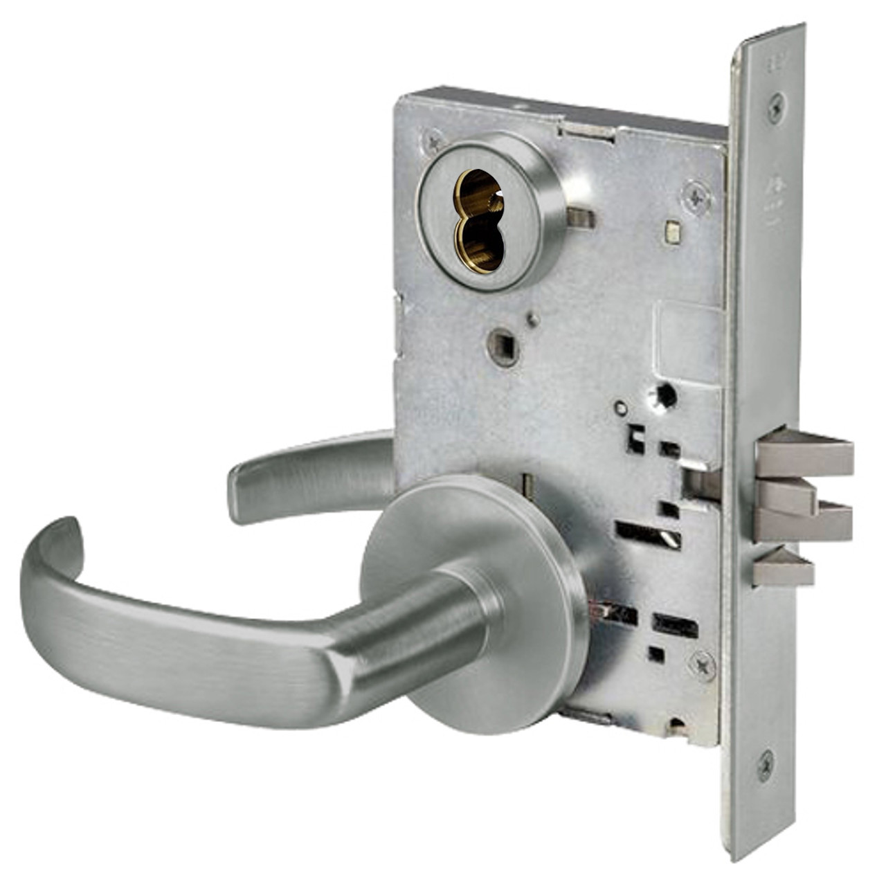 PBR8833FL-619-SFICLC Yale 8800FL Series Single Cylinder Mortise Exit Locks with Pacific Beach Lever Lock Prepped SFIC in Satin Nickel
