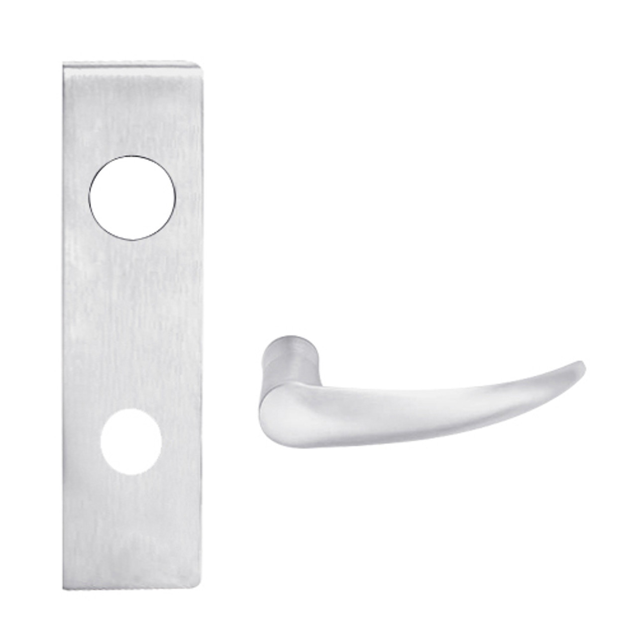 L9050B-OME-N-626 Schlage L Series Entrance Commercial Mortise Lock with Omega Lever Design Prepped for SFIC in Satin Chrome