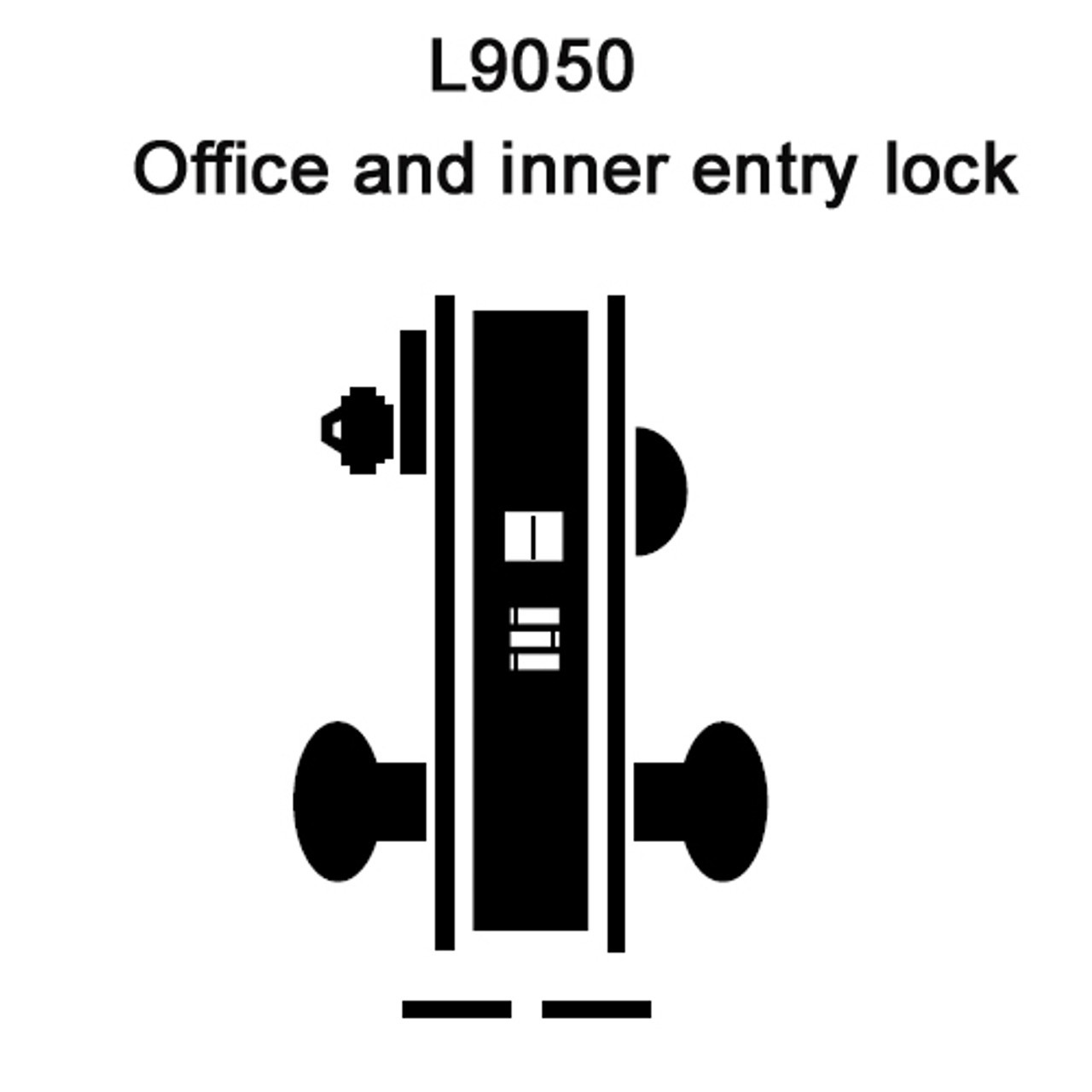 L9050B-OME-L-625, Schlage Entrance / Office, Mortise Lock, Omega Lever, L Escutcheon, SFIC Prep, Bright Chrome Finish