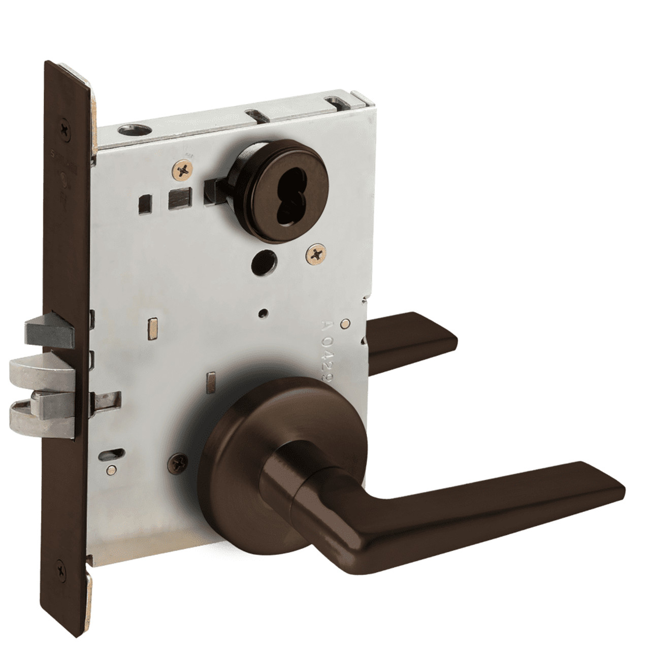 L9050B-05B-613-RX Schlage L Series Entrance Commercial - Request to Exit Mortise Lock with 05 Cast Lever Design Prepped for SFIC in Oil Rubbed Bronze