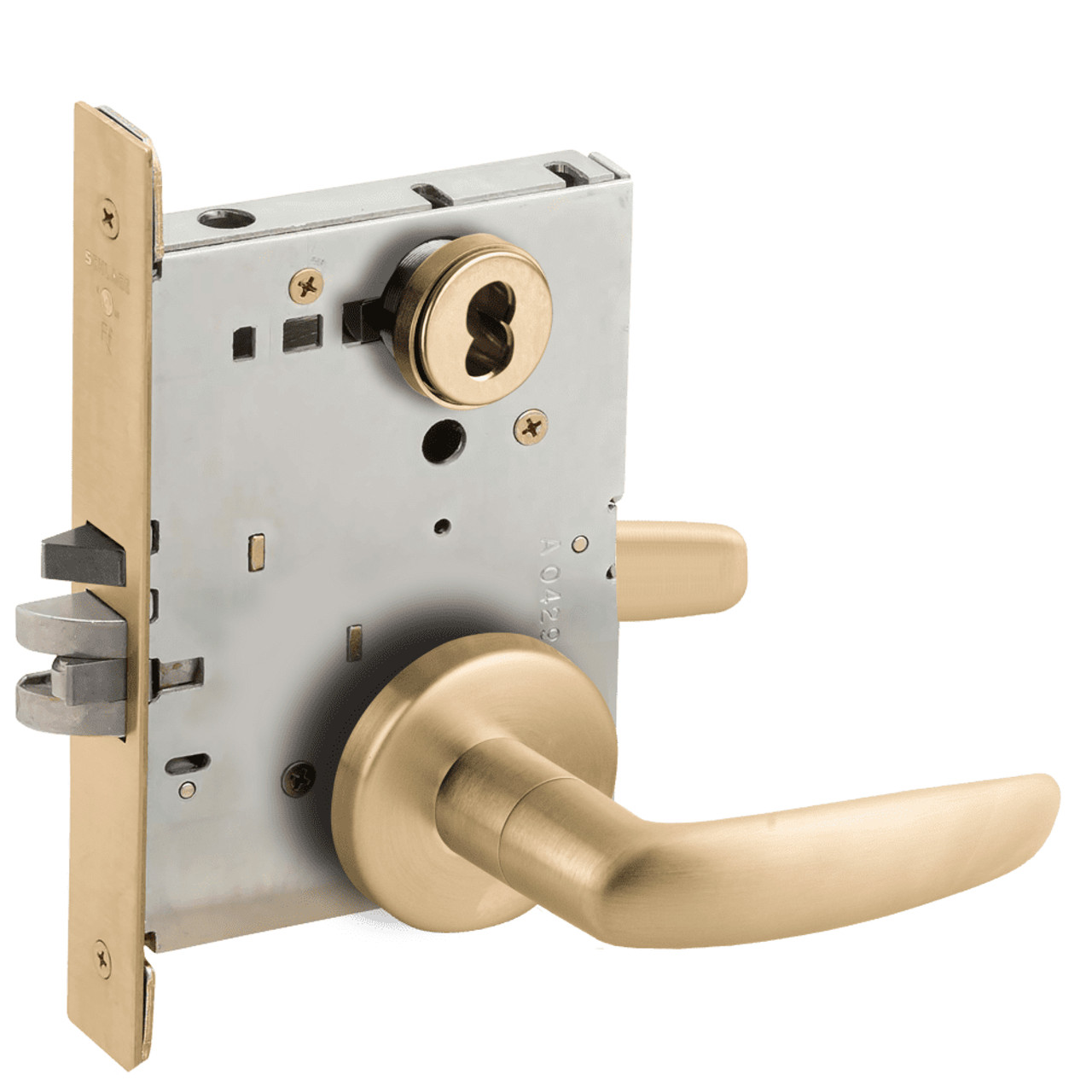 L9050B-07B-606-LX Schlage L Series Entrance Commercial - Latchbolt Monitor Mortise Lock with 07 Cast Lever Design Prepped for SFIC in Satin Brass