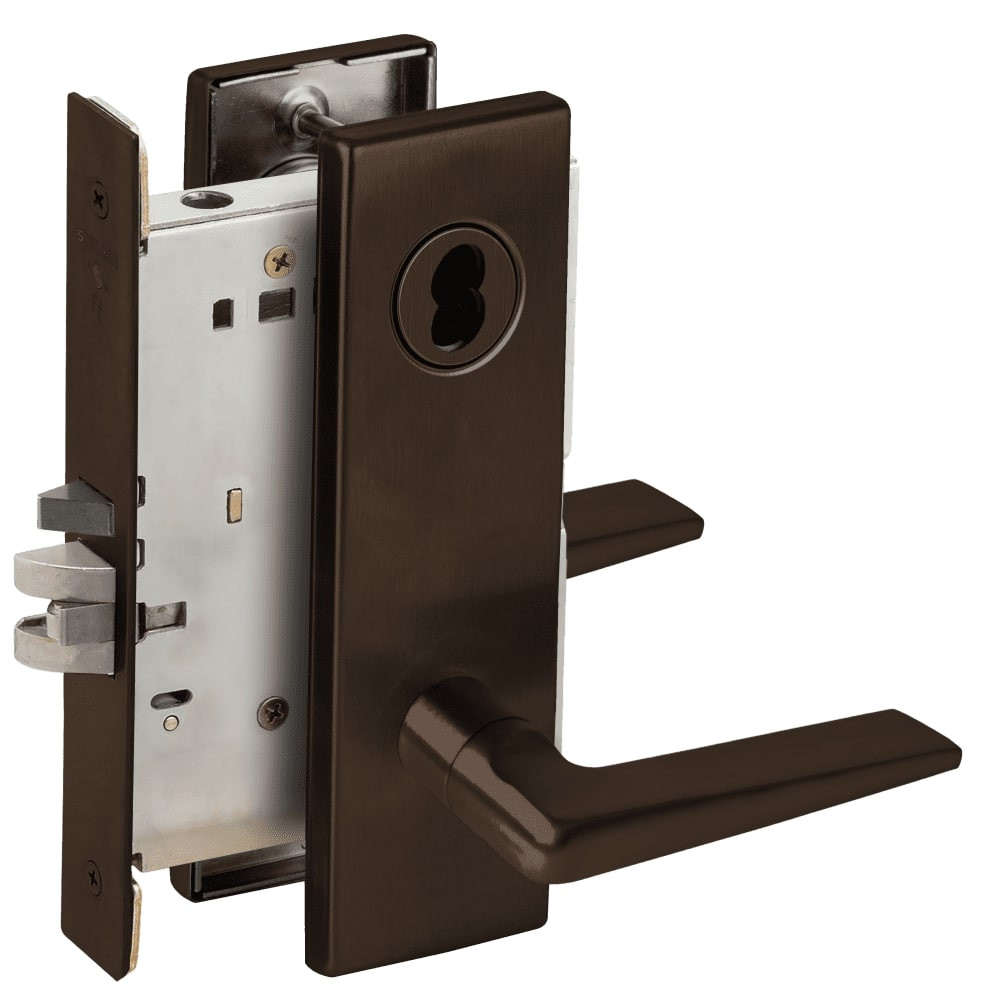 L9050B-05N-613-RX Schlage L Series Entrance Commercial - Request to Exit Mortise Lock with 05 Cast Lever Design Prepped for SFIC in Oil Rubbed Bronze