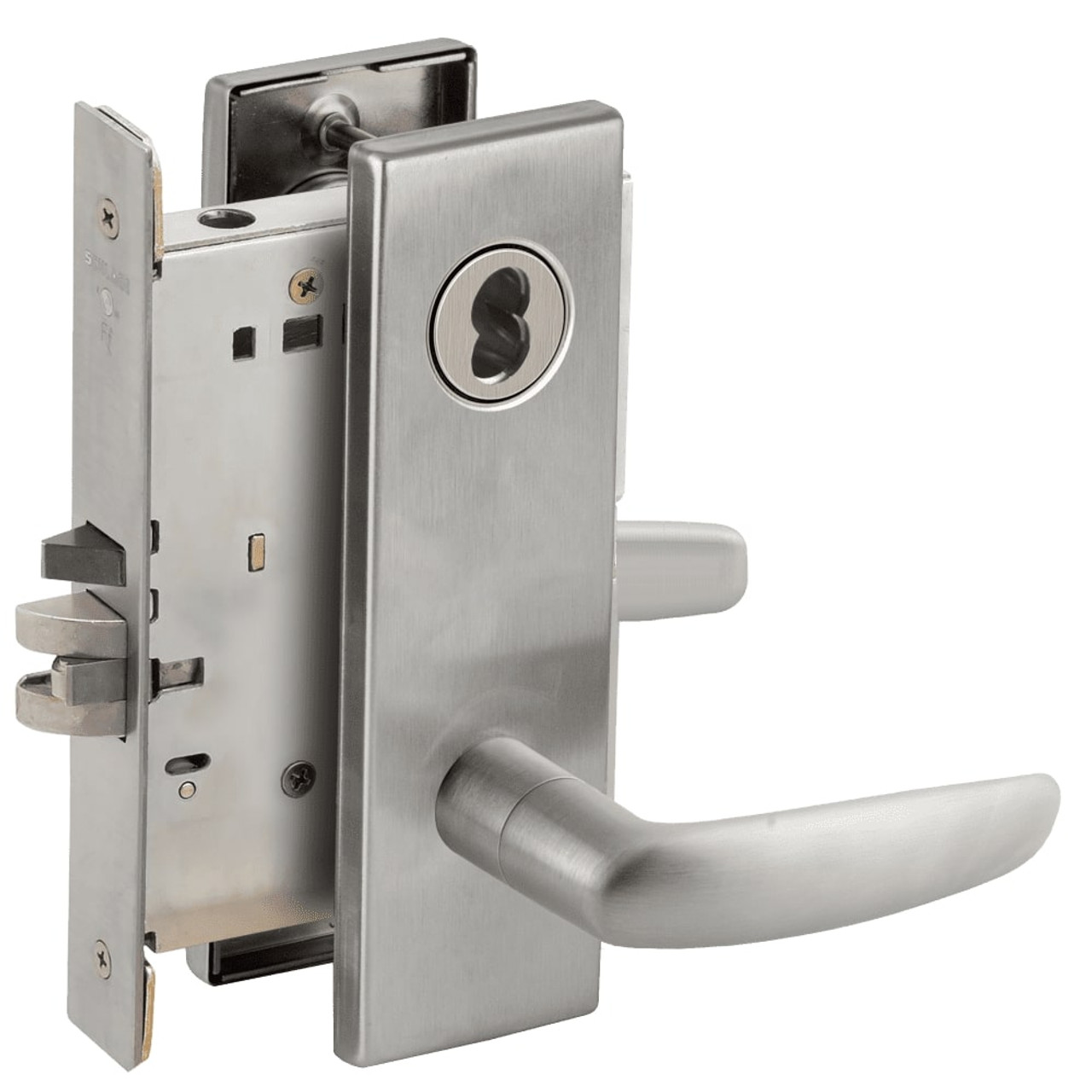 L9050B-07N-626-RX Schlage L Series Entrance Commercial - Request to Exit Mortise Lock with 07 Cast Lever Design Prepped for SFIC in Satin Chrome