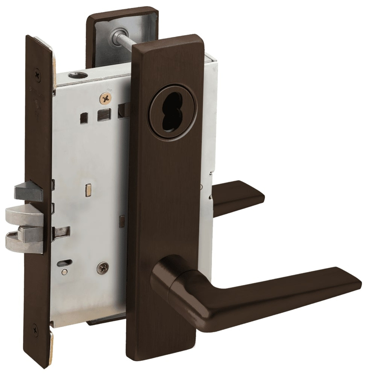 L9050B-05L-613-LX Schlage L Series Entrance Commercial - Latchbolt Monitor Mortise Lock with 05 Cast Lever Design Prepped for SFIC in Oil Rubbed Bronze
