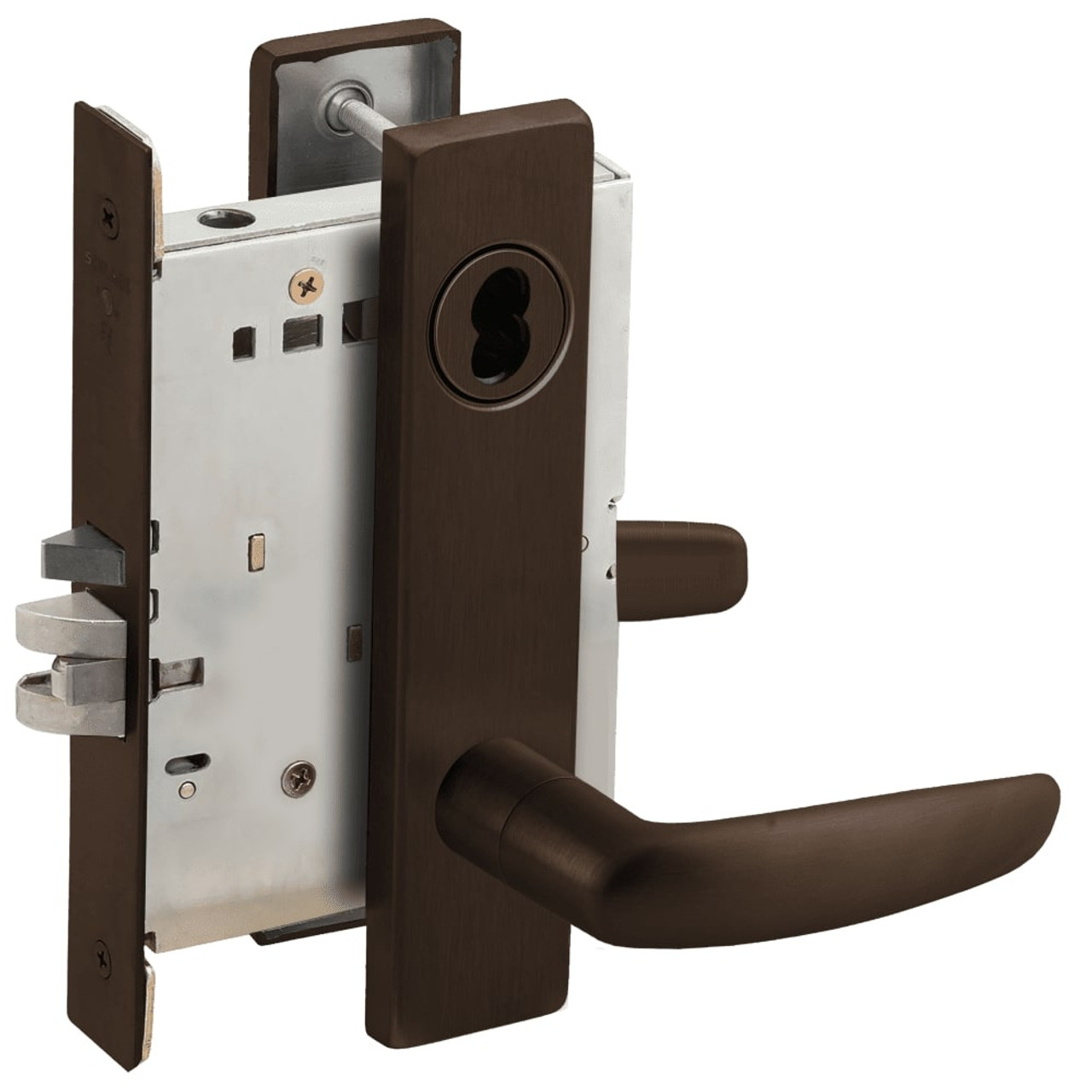 L9050B-07L-613-LX Schlage L Series Entrance Commercial - Latchbolt Monitor Mortise Lock with 07 Cast Lever Design Prepped for SFIC in Oil Rubbed Bronze