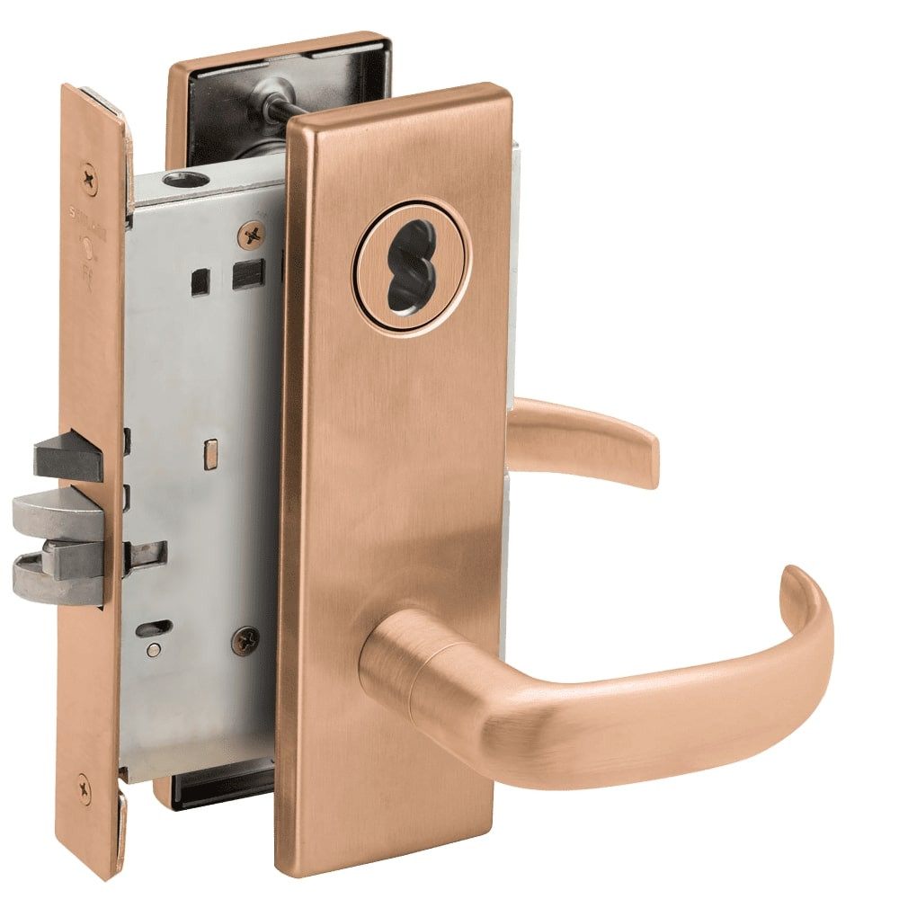 L9050J-17N-612-RX Schlage L Series Entrance Commercial - Request to Exit Mortise Lock with 17 Cast Lever Design Prepped for FSIC in Satin Bronze