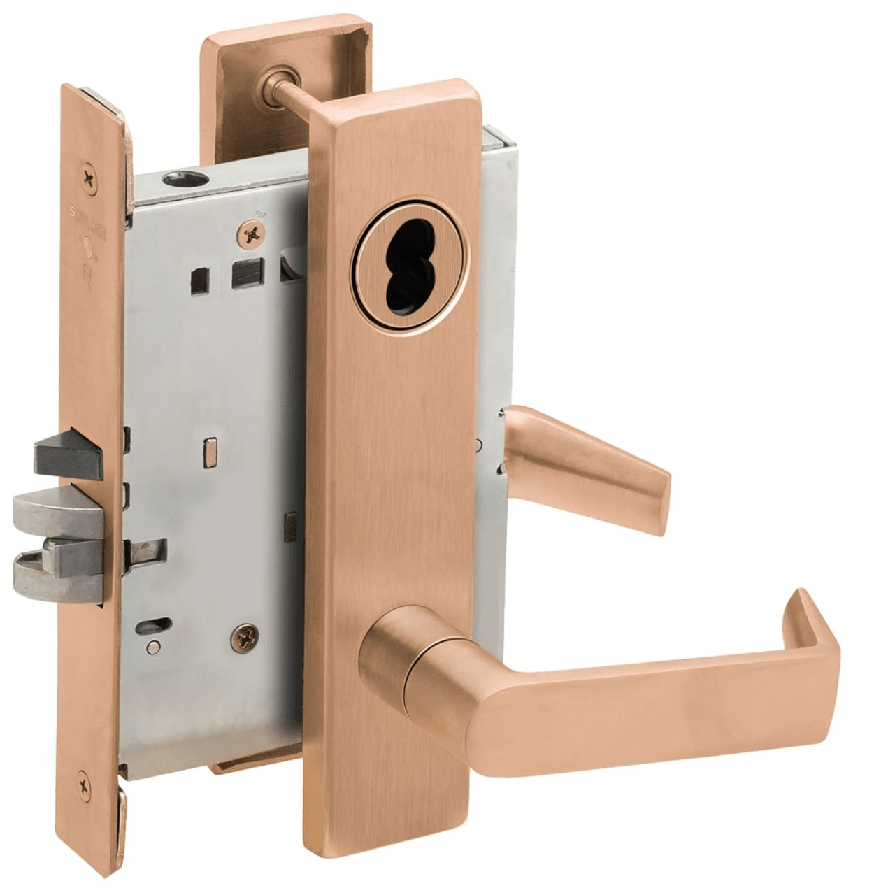 L9050J-06L-612-RX Schlage L Series Entrance Commercial - Request to Exit Mortise Lock with 06 Cast Lever Design Prepped for FSIC in Satin Bronze