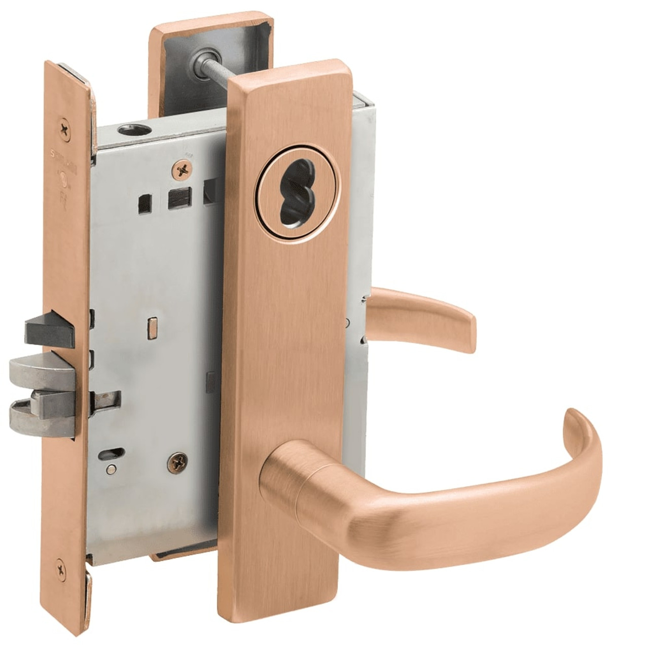 L9050J-17L-612-RX Schlage L Series Entrance Commercial - Request to Exit Mortise Lock with 17 Cast Lever Design Prepped for FSIC in Satin Bronze