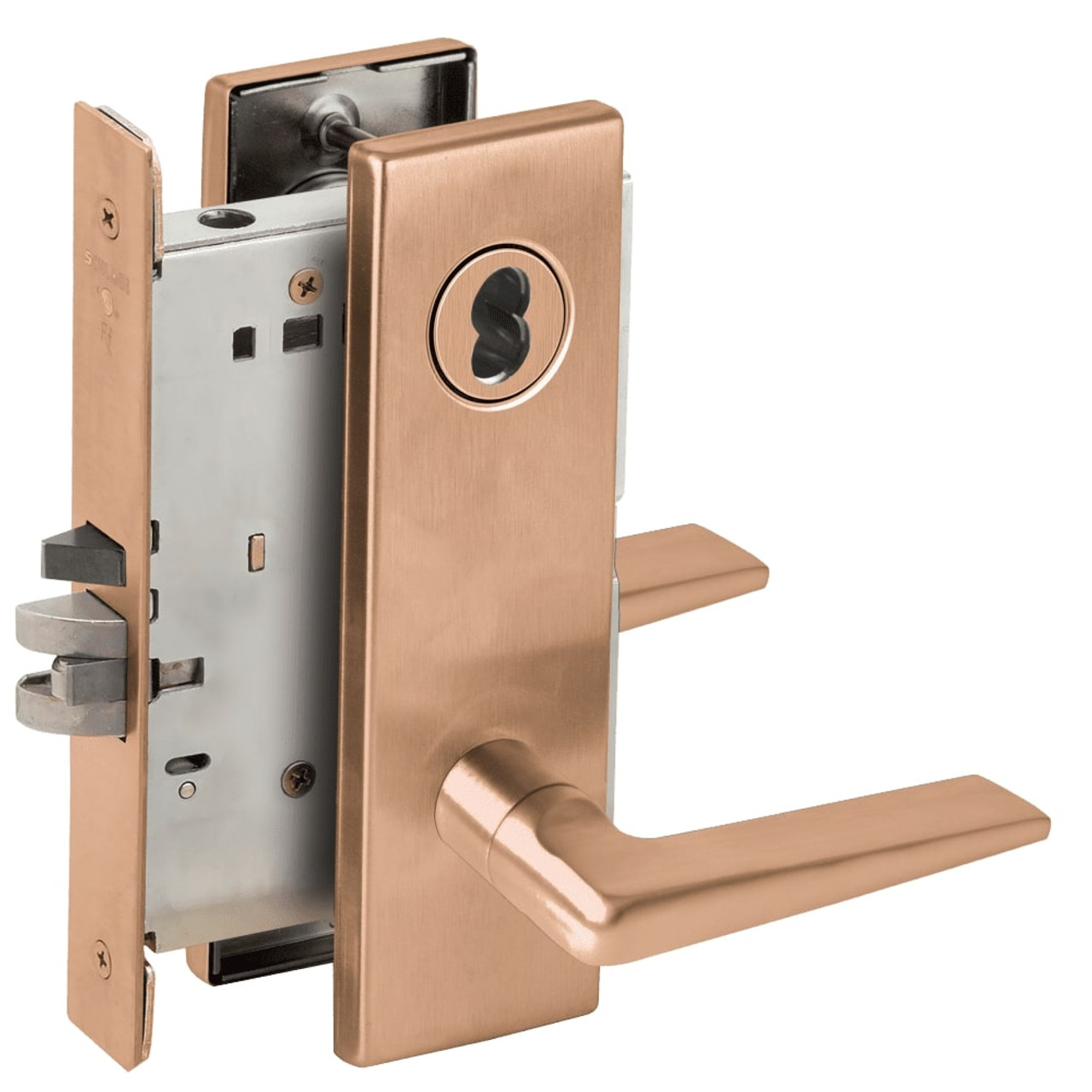 L9050J-05N-612-LX Schlage L Series Entrance Commercial - Latchbolt Monitor Mortise Lock with 05 Cast Lever Design Prepped for FSIC in Satin Bronze