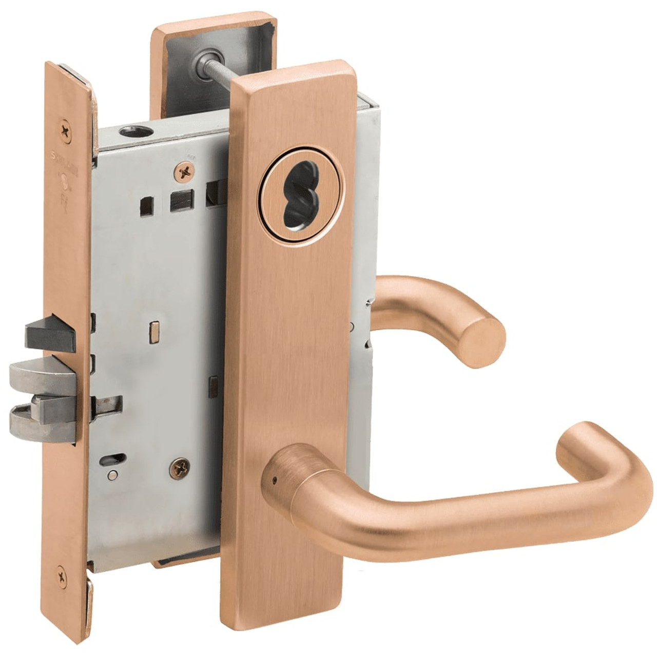 L9050J-03L-612-LX Schlage L Series Entrance Commercial - Latchbolt Monitor Mortise Lock with 03 Cast Lever Design Prepped for FSIC in Satin Bronze