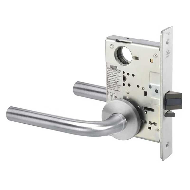 PNR8807FL-626-LC Yale 8800FL Series Less Cylinder Mortise Entrance Locks with Pinehurst Lever in Satin Chrome