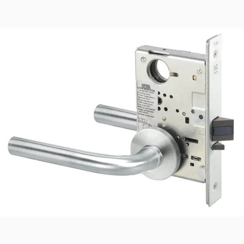 PNR8823FL-618-ICLC Yale 8800FL Series Single Cylinder with Deadbolt Mortise Storeroom Lock with Indicator with Pinehurst Lever Lock Prepped LFIC in Bright Nickel