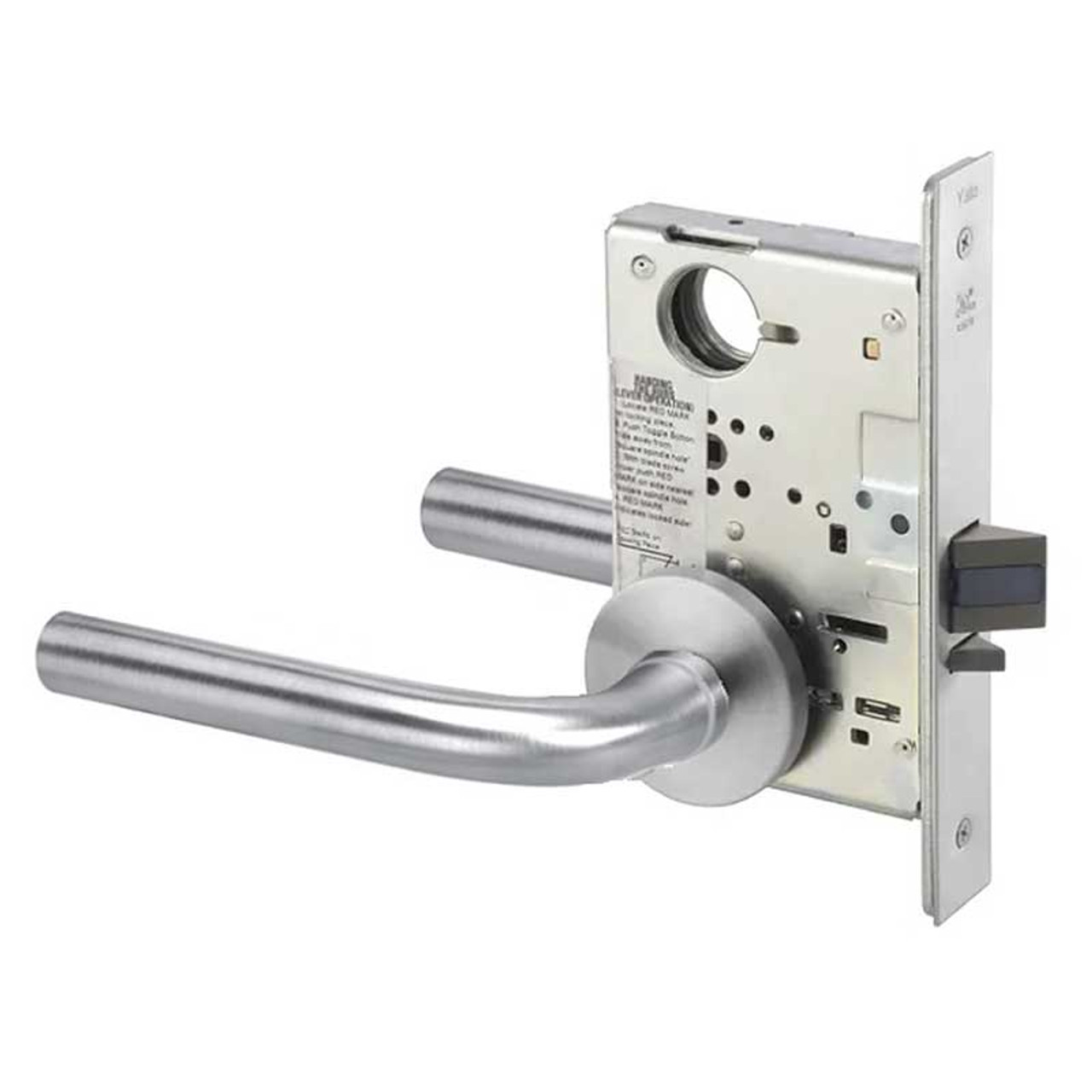 PNR8847FL-626-LC Yale 8800FL Series Less Cylinder with Deadbolt Mortise Entrance Lock with Indicator with Pinehurst Lever in Satin Chrome