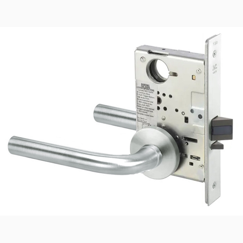 PNR8812-2FL-618-LC Yale 8800FL Series Less Cylinder Mortise Classroom Security Deadbolt Locks with Pinehurst Lever in Bright Nickel