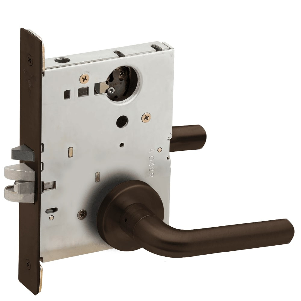 L9080L-02A-613-RX Schlage L Series Less Cylinder Storeroom Commercial - Request to Exit Mortise Lock with 02 Cast Lever Design in Oil Rubbed Bronze