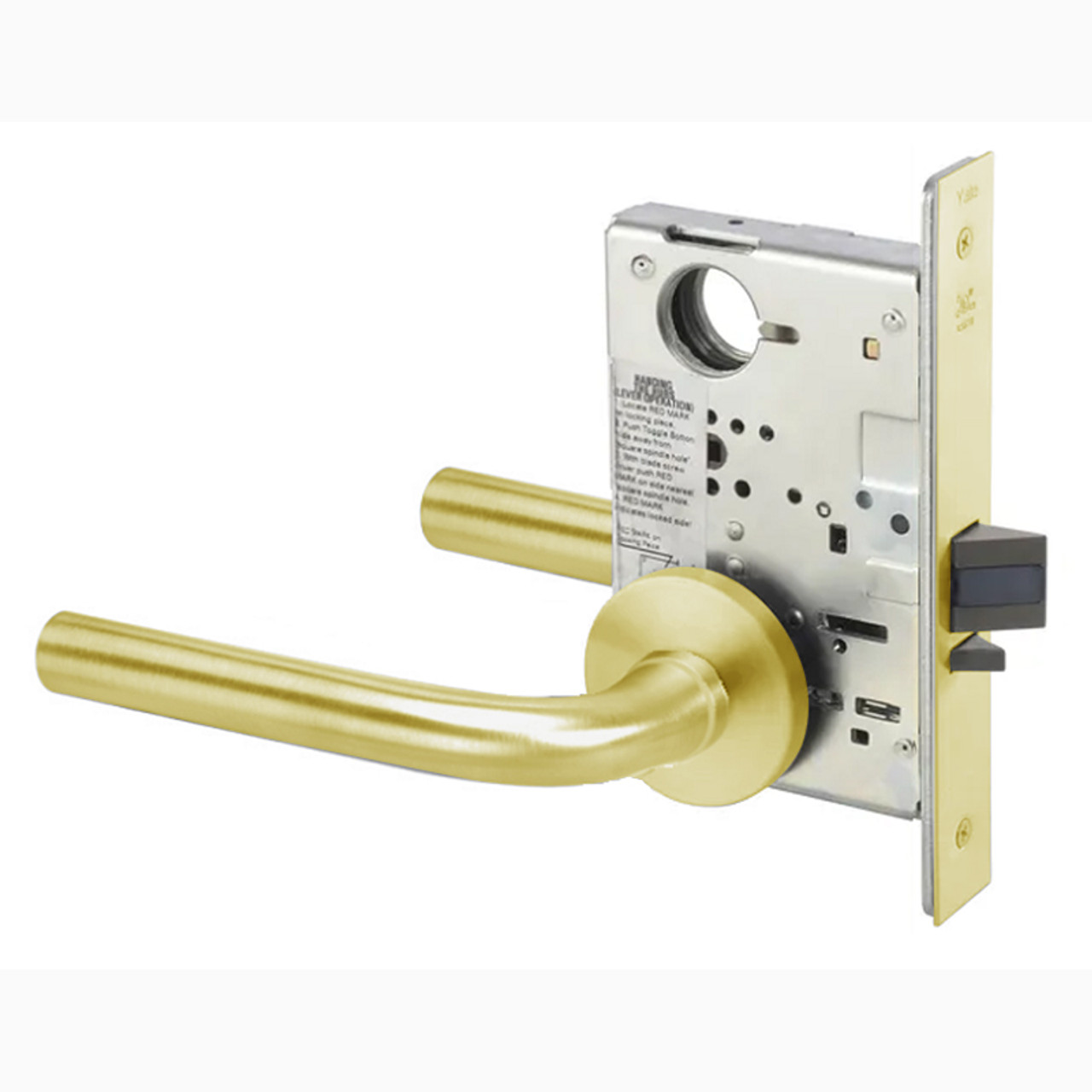 PNR8808-2FL-606-SFICLC Yale 8800FL Series Double Cylinder Mortise Classroom Locks with Pinehurst Lever Lock Prepped SFIC in Satin Brass
