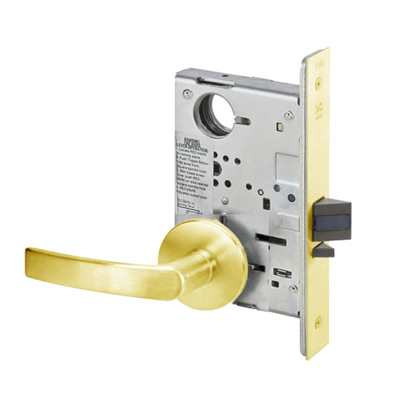 MOR8805FL-605-ICLC Yale 8800FL Series Single Cylinder Mortise Storeroom/Closet Locks with Monroe Lever Lock Prepped LFIC in Bright Brass