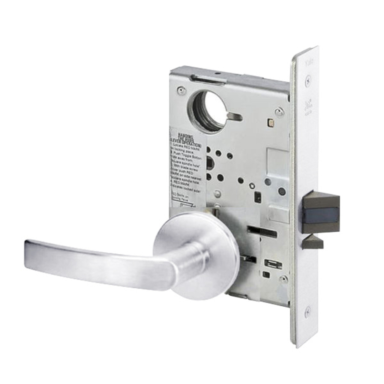 MOR8807FL-625-SFICLC Yale 8800FL Series Single Cylinder Mortise Entrance Locks with Monroe Lever Lock Prepped SFIC in Bright Chrome