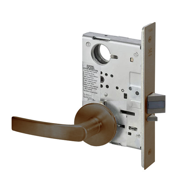 MOR8811-2FL-613E-LC Yale 8800FL Series Less Cylinder Mortise Classroom Deadbolt Locks with Monroe Lever in Dark Satin Bronze
