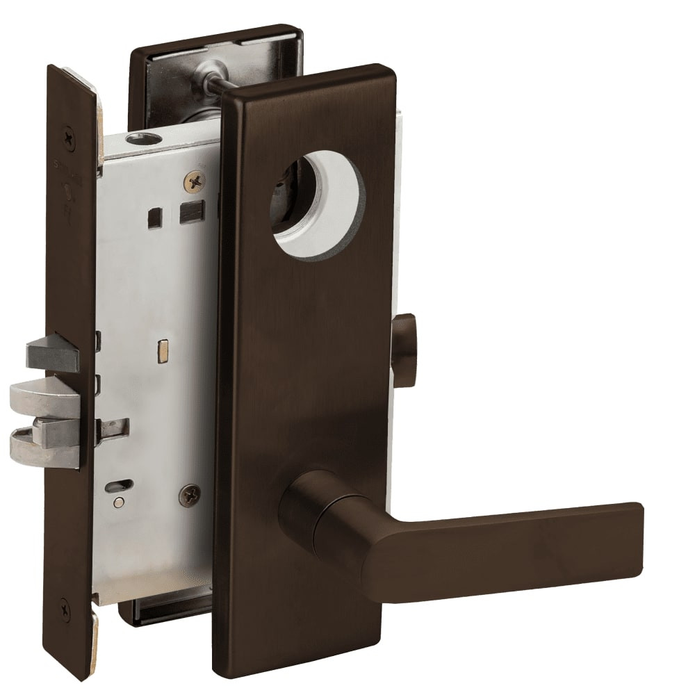 L9080L-01N-613-RX Schlage L Series Less Cylinder Storeroom Commercial - Request to Exit Mortise Lock with 01 Cast Lever Design in Oil Rubbed Bronze