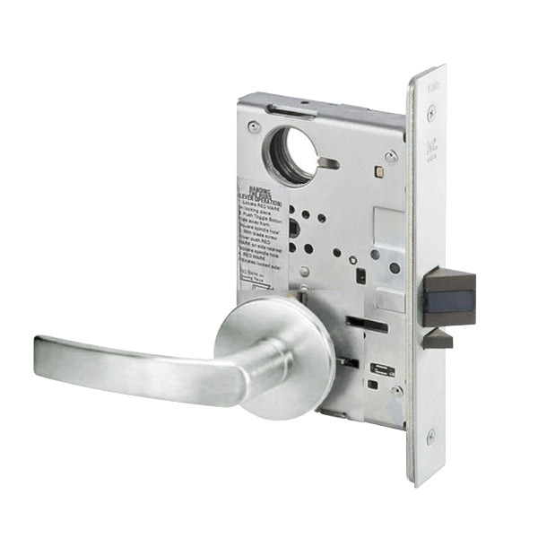 MOR8860-2FL-618-ICLC Yale 8800FL Series Double Cylinder with Deadbolt Mortise Entrance or Storeroom Lock with Indicator with Monroe Lever Lock Prepped LFIC in Bright Nickel