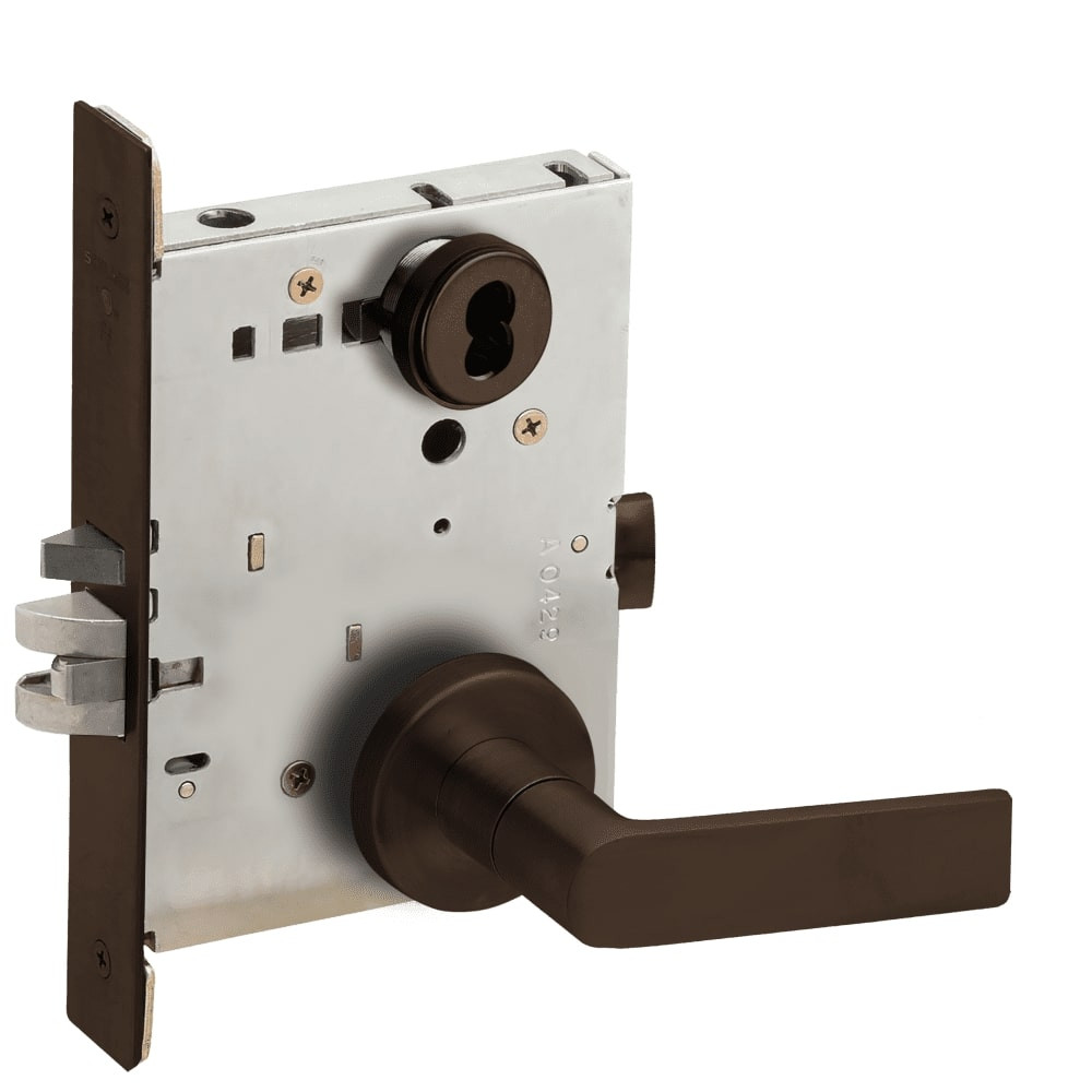 L9080J-01A-613-RX Schlage L Series Storeroom Commercial - Request to Exit Mortise Lock with 01 Cast Lever Design Prepped for FSIC in Oil Rubbed Bronze