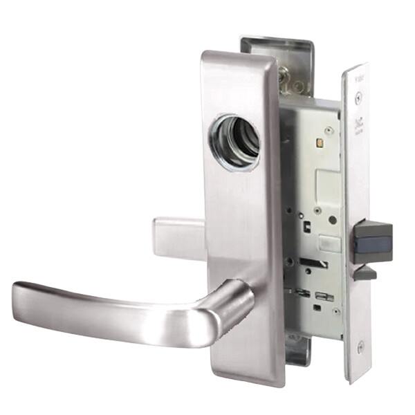 MOCN8808FL-629-LC Yale 8800FL Series Less Cylinder Mortise Classroom Locks with Monroe Lever in Bright Stainless Steel