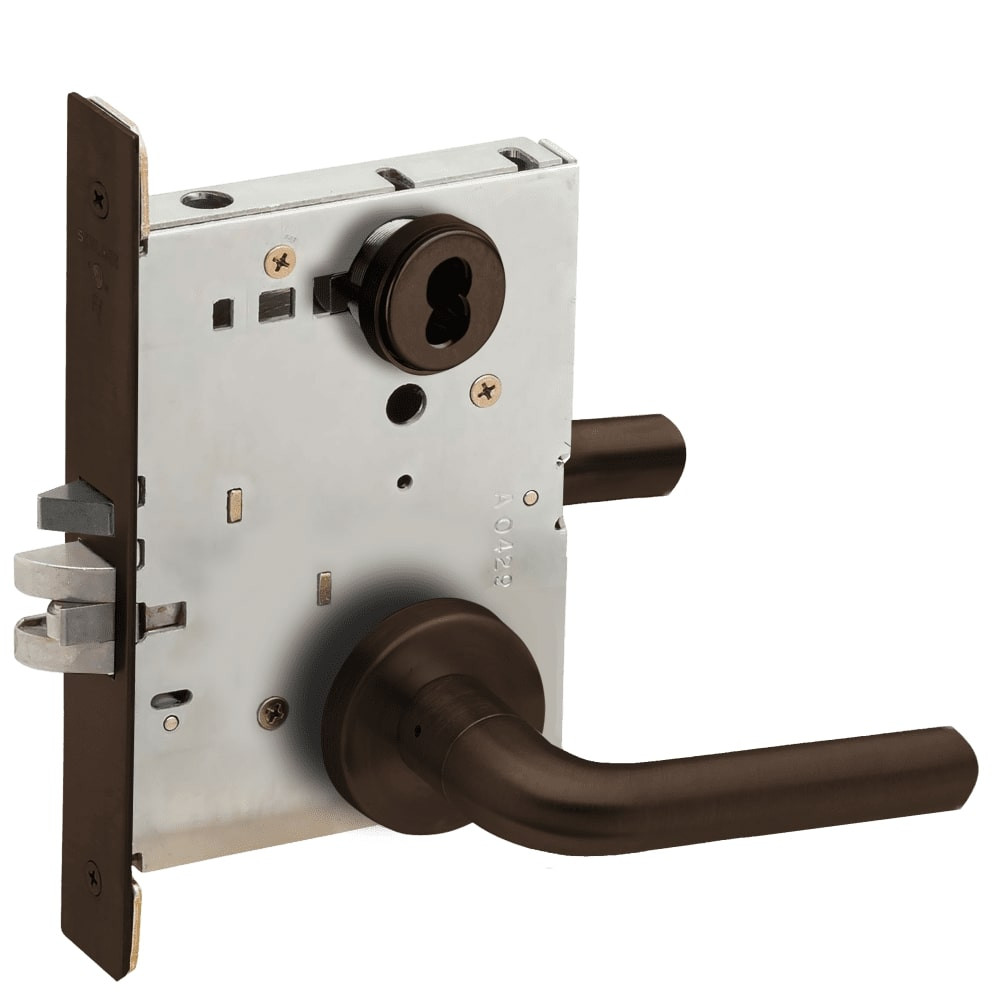 L9080J-02A-613-LX Schlage L Series Storeroom Commercial - Latchbolt Monitor Mortise Lock with 02 Cast Lever Design Prepped for FSIC in Oil Rubbed Bronze