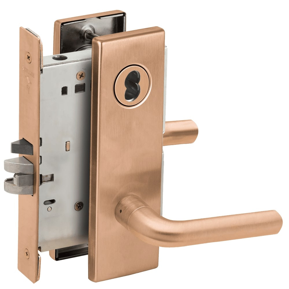 L9080J-02N-612-RX Schlage L Series Storeroom Commercial - Request to Exit Mortise Lock with 02 Cast Lever Design Prepped for FSIC in Satin Bronze