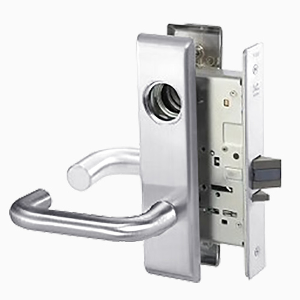 CRCN8833FL-625-LC Yale 8800FL Series Less Cylinder Mortise Exit Locks with Carmel Lever in Bright Chrome