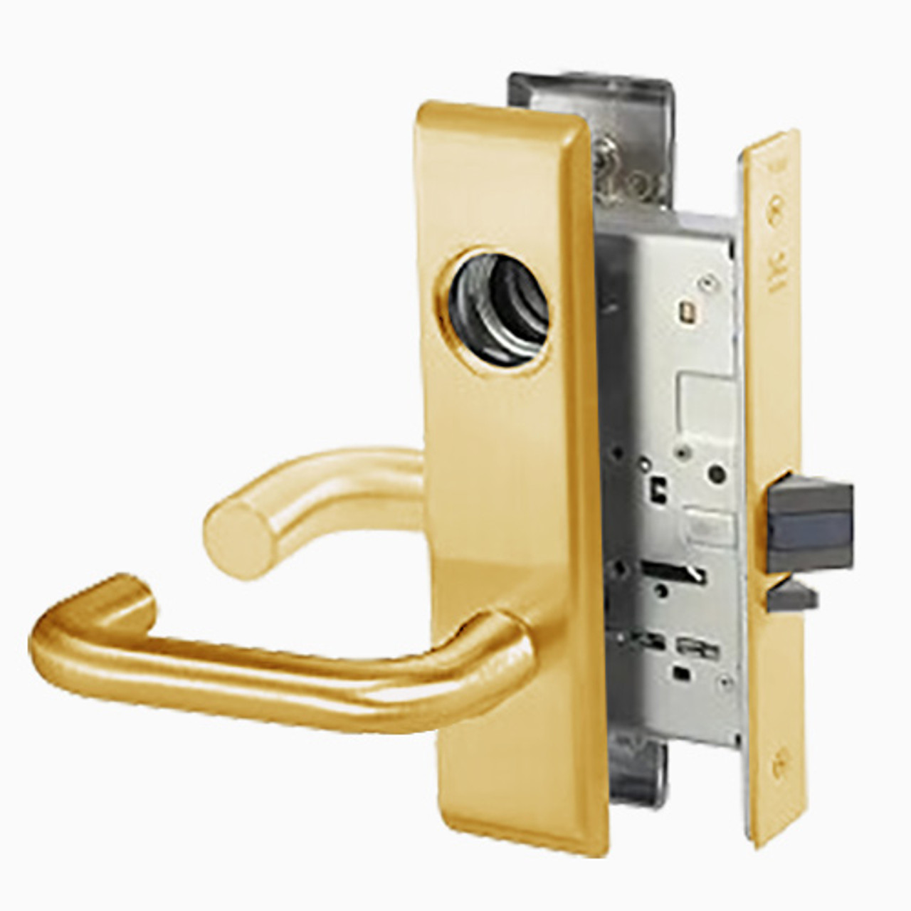 CRCN8808-2FL-612-LC Yale 8800FL Series Less Cylinder Mortise Classroom Locks with Carmel Lever in Satin Bronze
