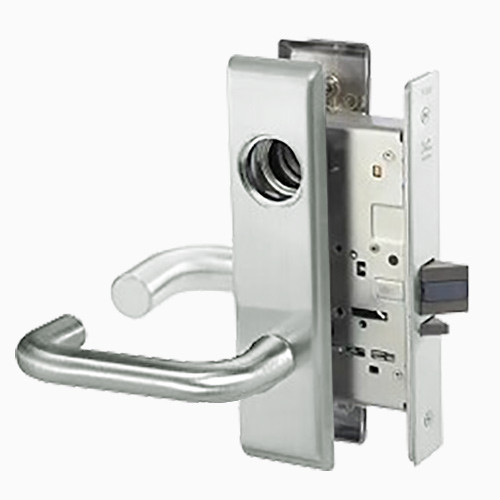 CRCN8829FL-618-ICLC Yale 8800FL Series Single Cylinder Mortise Closet Locks with Carmel Lever Lock Prepped LFIC in Bright Nickel
