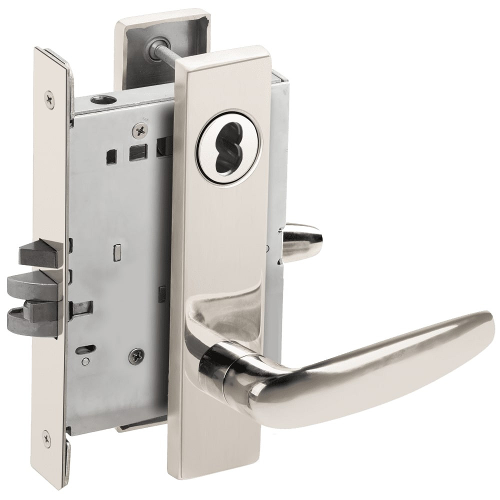 L9080J-07L-625-LX Schlage L Series Storeroom Commercial - Latchbolt Monitor Mortise Lock with 07 Cast Lever Design Prepped for FSIC in Bright Chrome