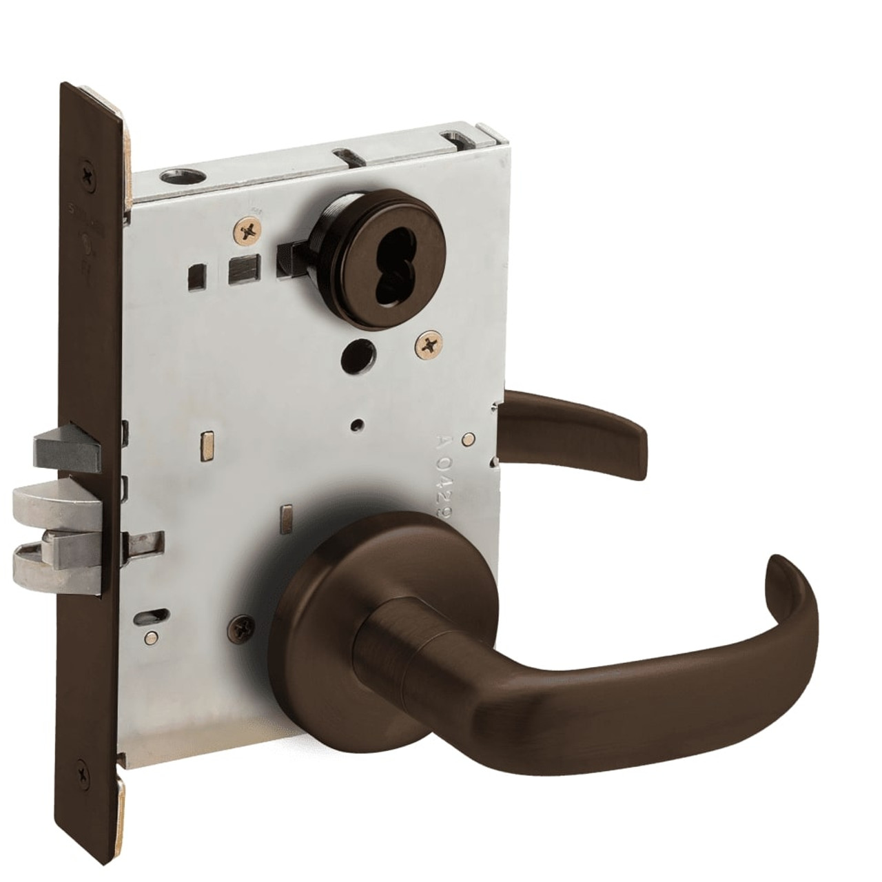L9080B-17B-613-RX Schlage L Series Storeroom Commercial - Request to Exit Mortise Lock with 17 Cast Lever Design Prepped for SFIC in Oil Rubbed Bronze