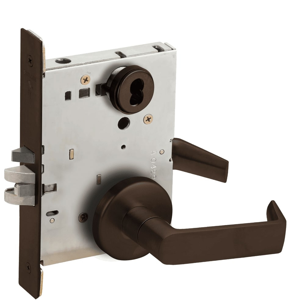 L9080B-06B-613-LX Schlage L Series Storeroom Commercial - Latchbolt Monitor Mortise Lock with 06 Cast Lever Design Prepped for SFIC in Oil Rubbed Bronze
