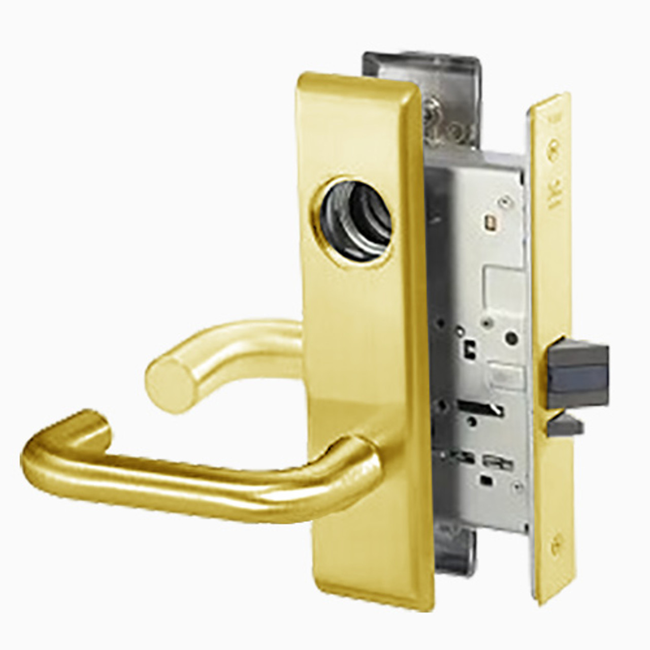 CRCN8808-2FL-605-SFICLC Yale 8800FL Series Double Cylinder Mortise Classroom Locks with Carmel Lever Lock Prepped SFIC in Bright Brass