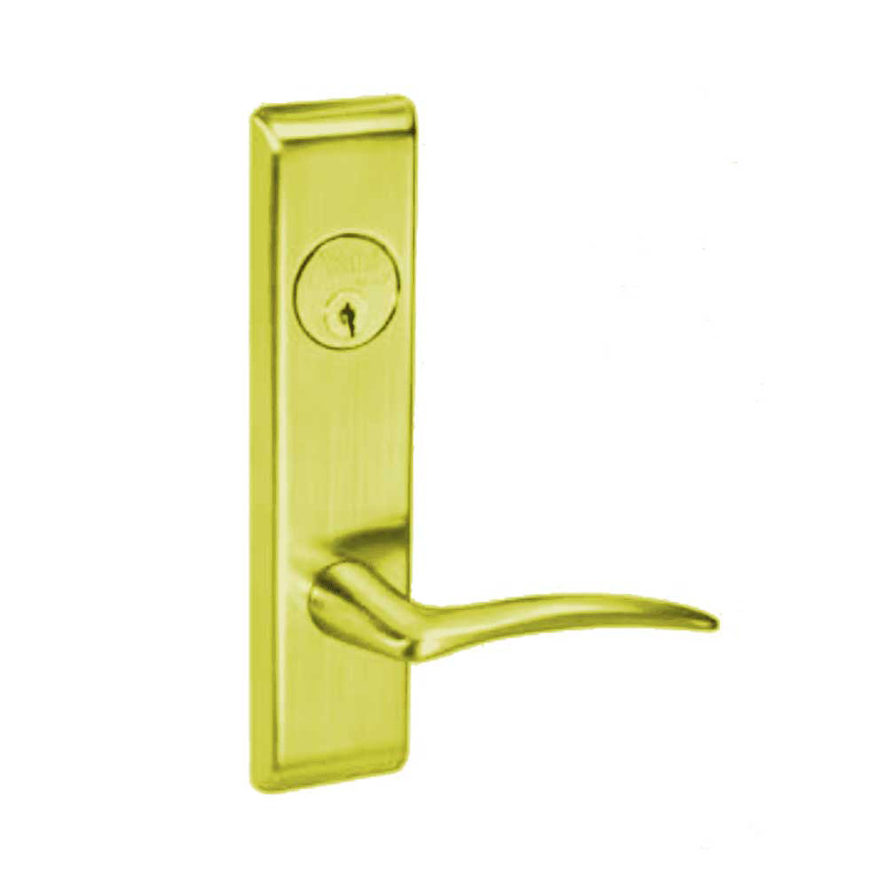 ARCN8805FL-605-LH Yale 8800FL Series Single Cylinder Mortise Storeroom/Closet Locks with Arcadia Lever - Left-Handed in Bright Brass