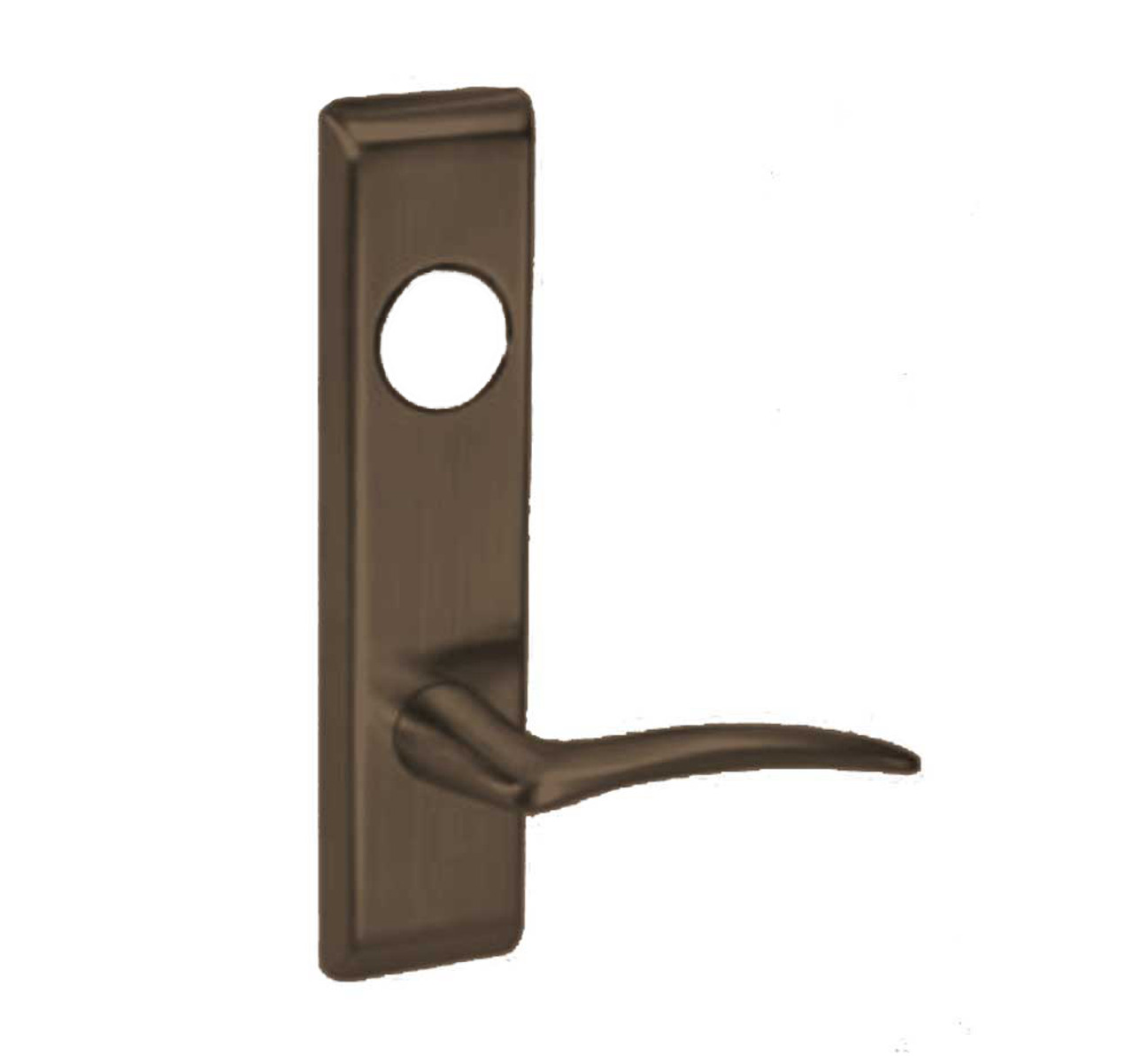 ARCN8822FL-613E-RH-LC Yale 8800FL Series Less Cylinder with Deadbolt Mortise Bathroom Lock with Indicator with Arcadia Lever - Right-Handed in Dark Satin Bronze