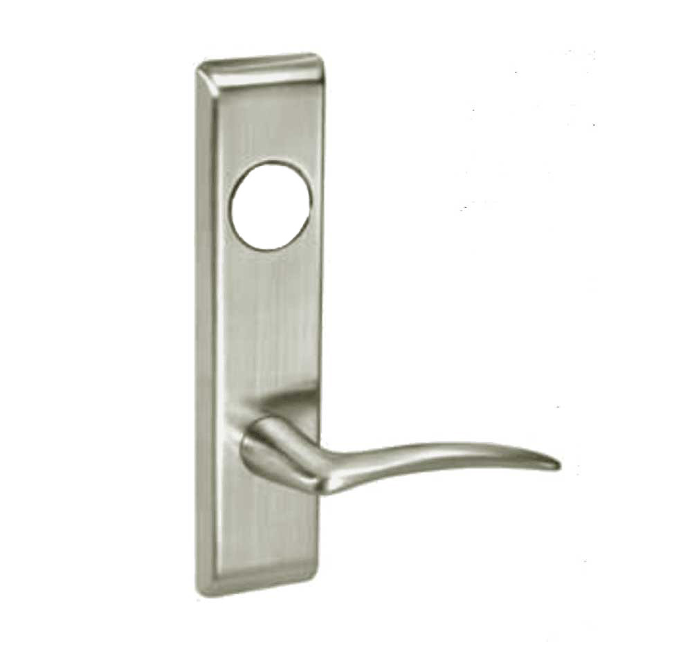 ARCN8867FL-629-RH-LC Yale 8800FL Series Less Cylinder with Deadbolt Mortise Dormitory or Exit Lock with Indicator with Arcadia Lever - Right-Handed in Bright Stainless Steel